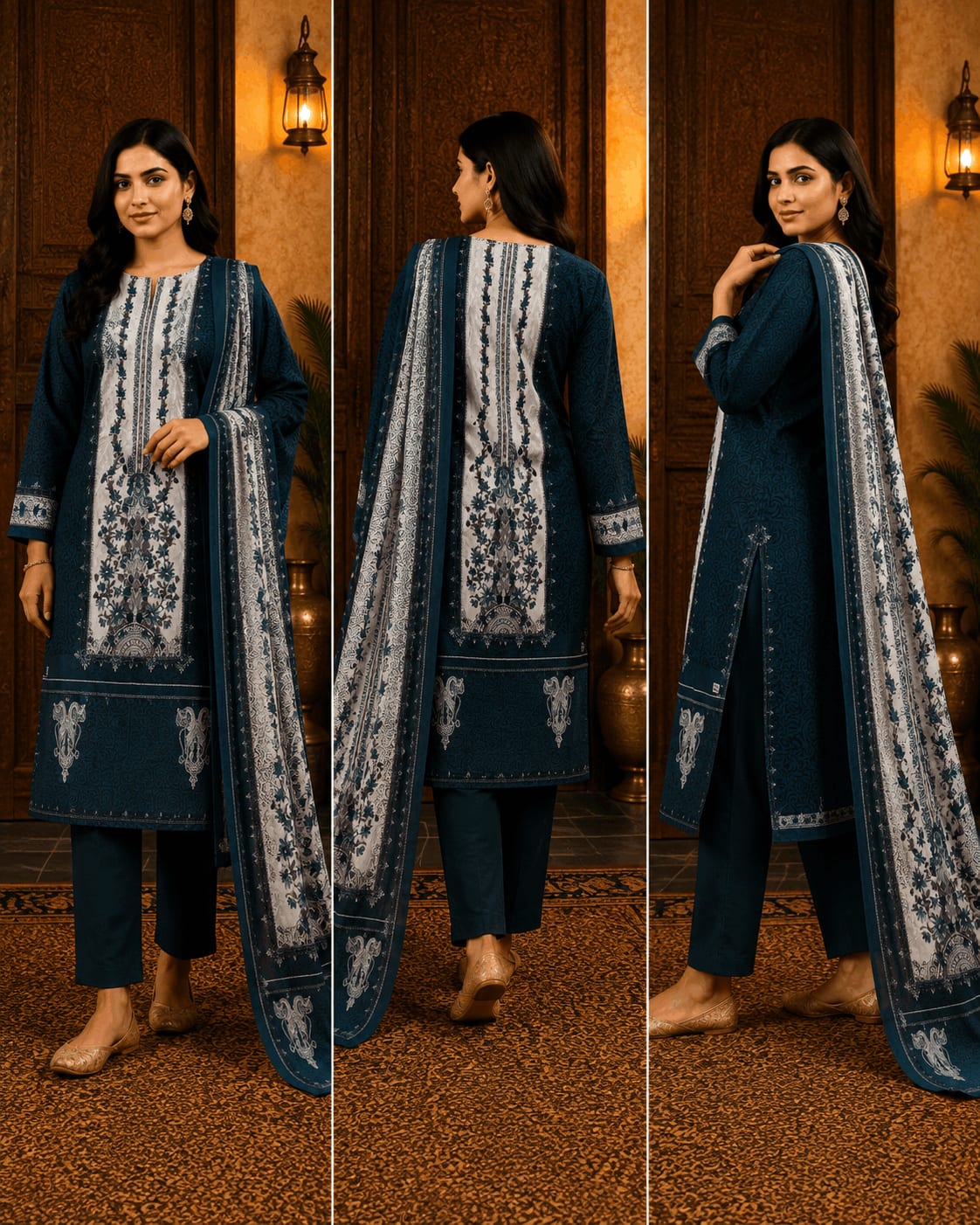 ZomZom থ্রি-পিস – ডিপ টিল ব্লু (Deep Teal Blue)