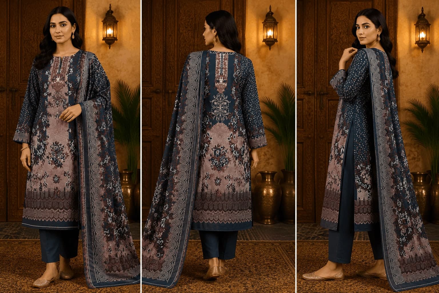 ZomZom আনস্টিচড থ্রি-পিস – স্টিল ব্লু (Steel Blue)